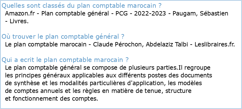 Plan Comptable General Marocain