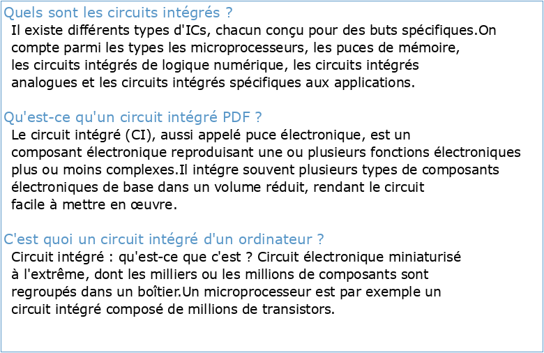 Chapitre 3 : Les circuits intégrés (CI)