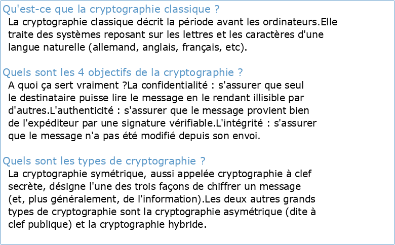 Chapitre 7 : Cryptographie classique
