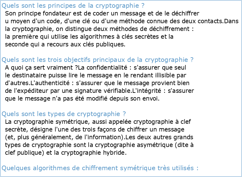 Les concepts fondamentaux de la cryptographie