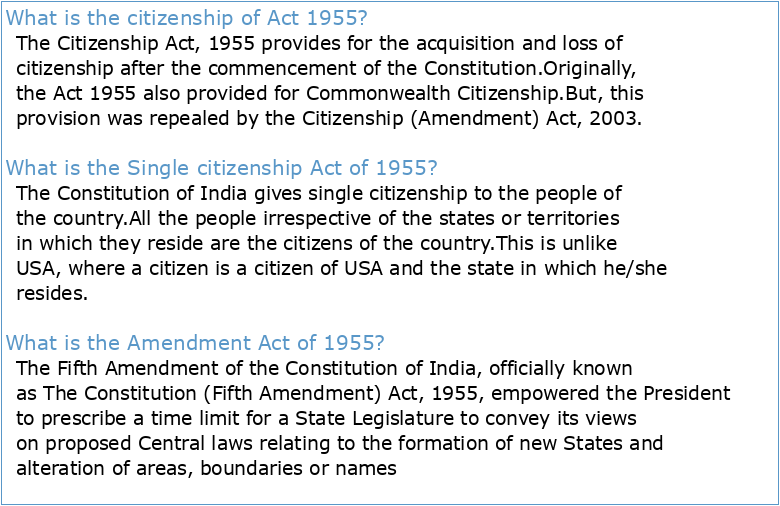 THE CITIZENSHIP ACT 1955 ACT No 57 OF 1955
