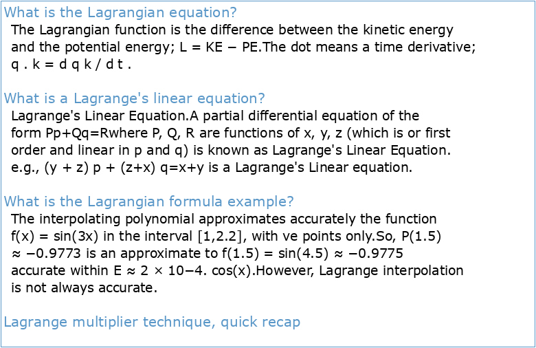 Lagrange’s Equation