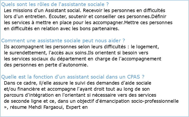 Le rôle de l'assistante sociale  France Rein