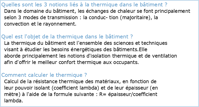 Thermique du Bâtiment (I)