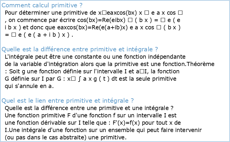 Intégration et calcul de primitives