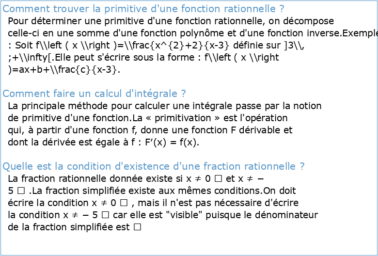 Liste d'exercices n◦7 : Calcul de primitives 1 Fractions rationnelles
