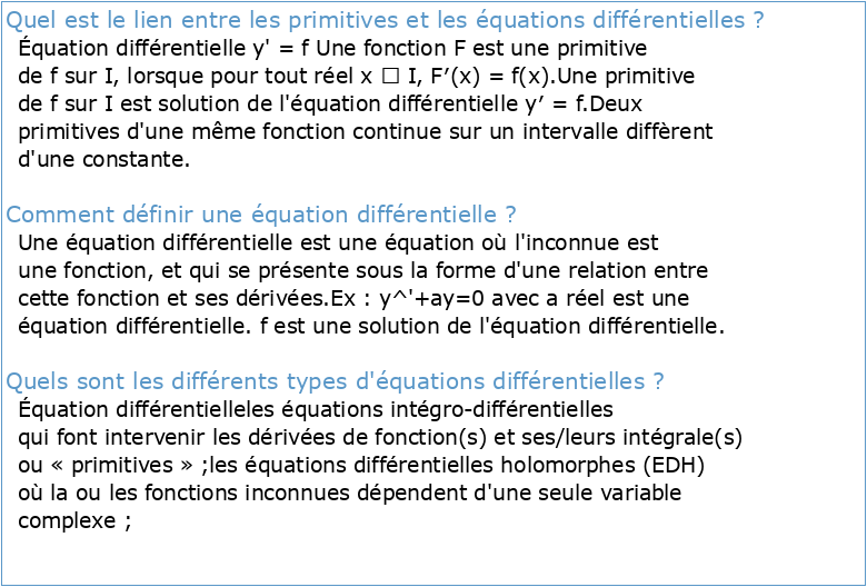 Primitives et équations différentielles cours classe de terminale