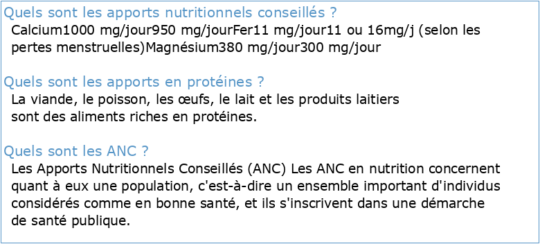 Les apports nutritionnels conseillés \(ANC\) en protéines