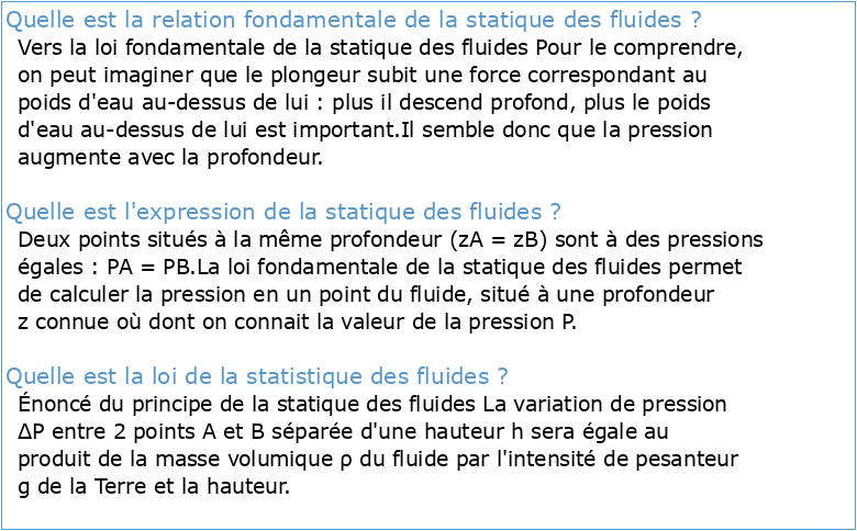 I Équation fondamentale de la statique des fluides