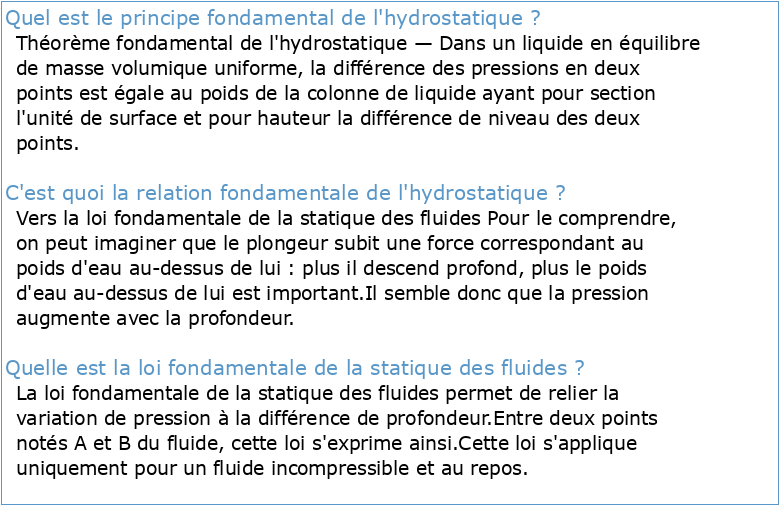32 Enoncé du principe fondamental de l'hydrostatique