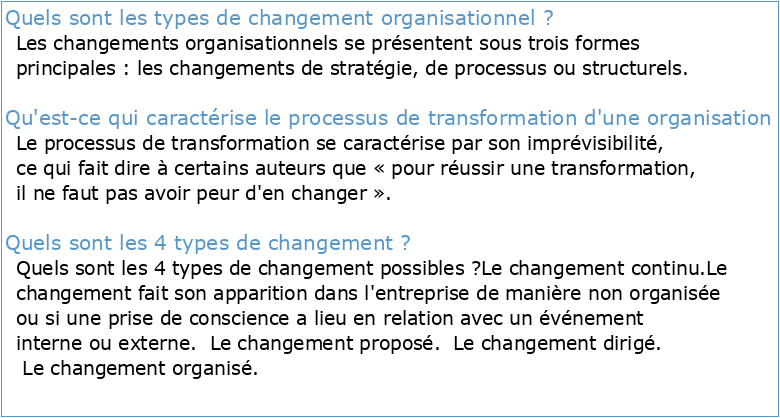 Transformation organisationnelle