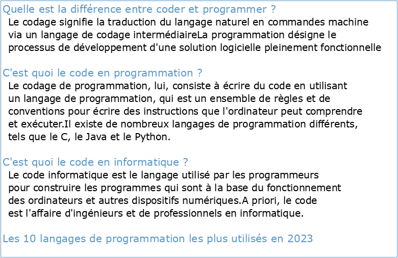 Code et Programmation