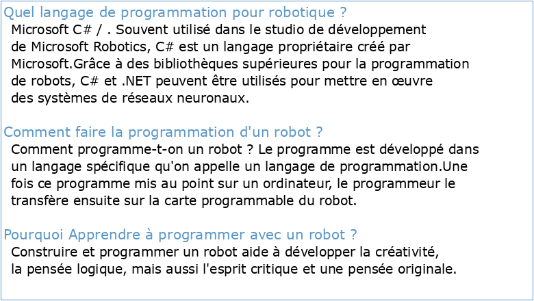 Robotique / Programmation
