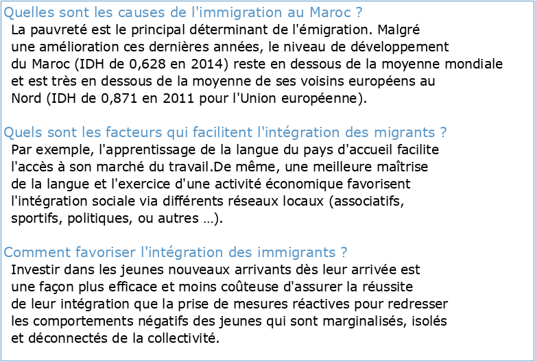 le cas de l'insertion socioprofessionnelle d'immigrants marocains à