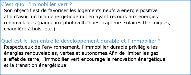 Immobilier durable :