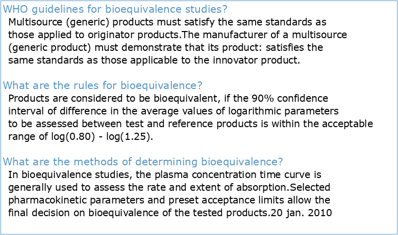 Guideline o the Investigation of Bioequivalence