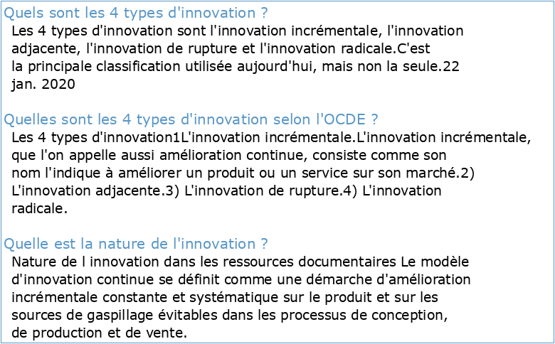 Les quatre NATURES d'innovation