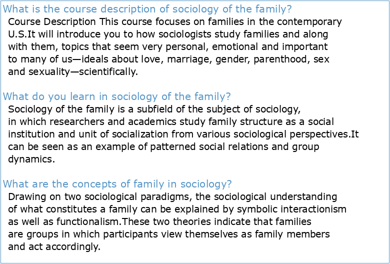 Sociology of Family course outline
