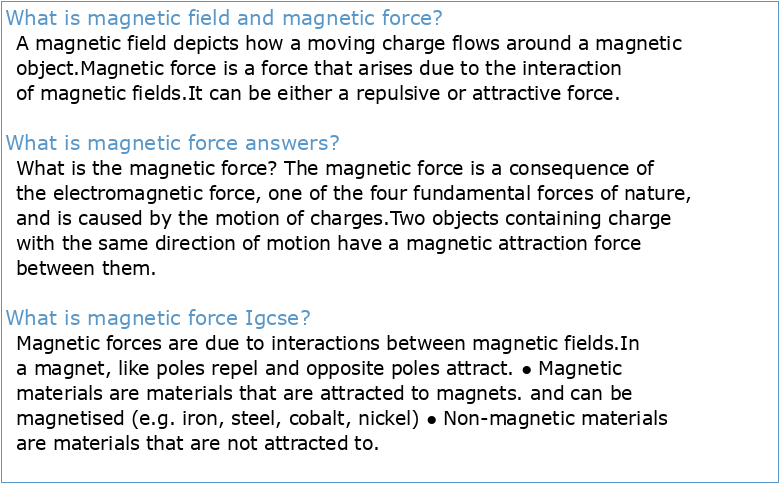 Chapter 27 – Magnetic Field and Magnetic Forces