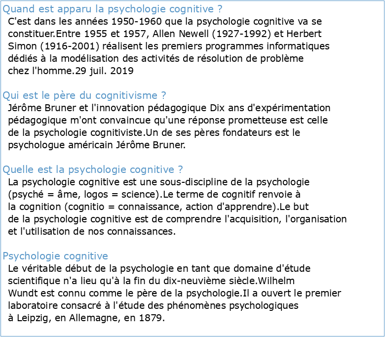 Histoire de la psychologie cognitive