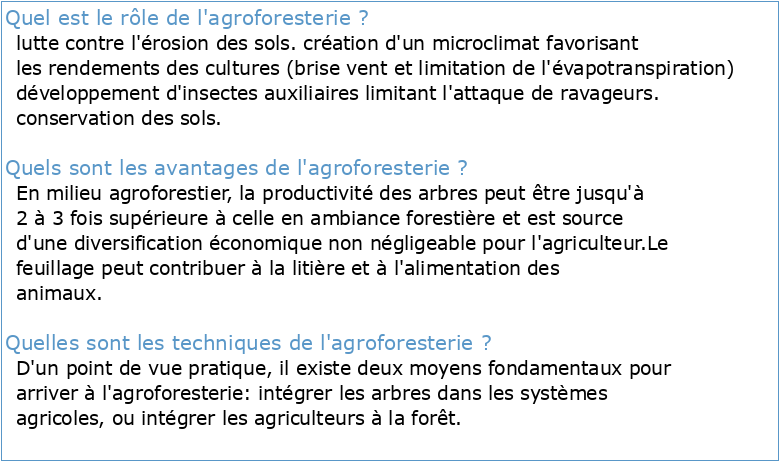 L’AGROFORESTERIE