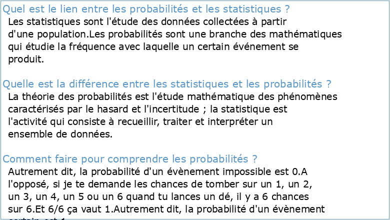 Chapitre 10 : Statistiques et probabilités