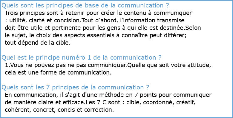 CAPITRE 1 LES PRINCIPES DE BASE DE LA COMMUNICATION