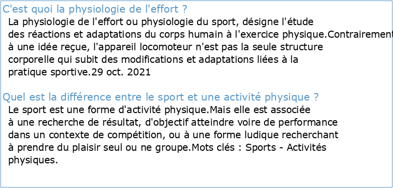 Physiologie Du Sport Et De L Exercice