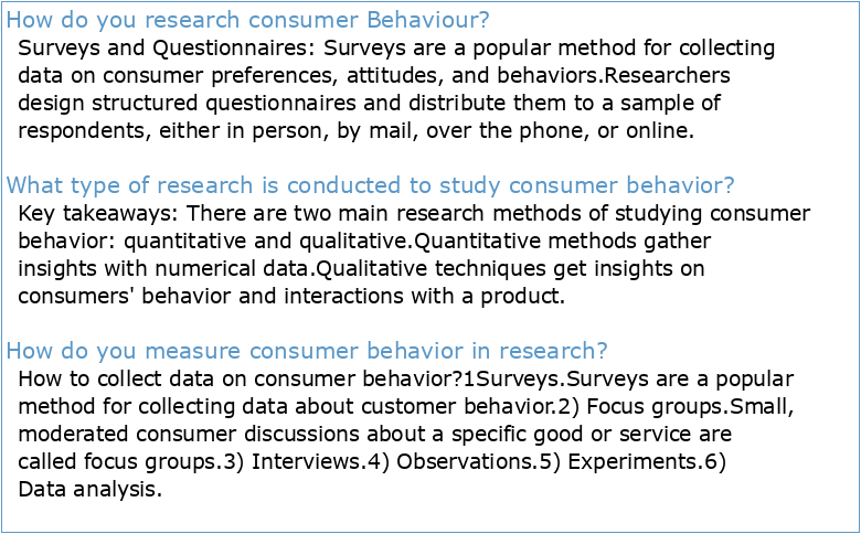 Research Proposal Consumer Behavior