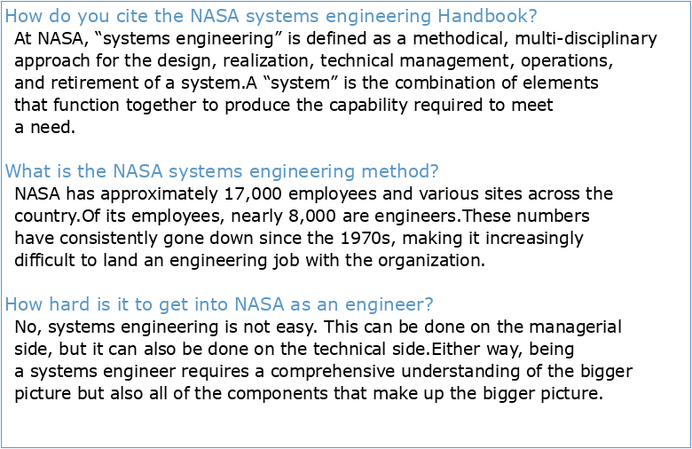 NASA Systems Engineering Handbook Rev 2 i