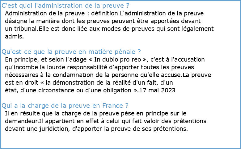 L'administration de la preuve en droit pénal français
