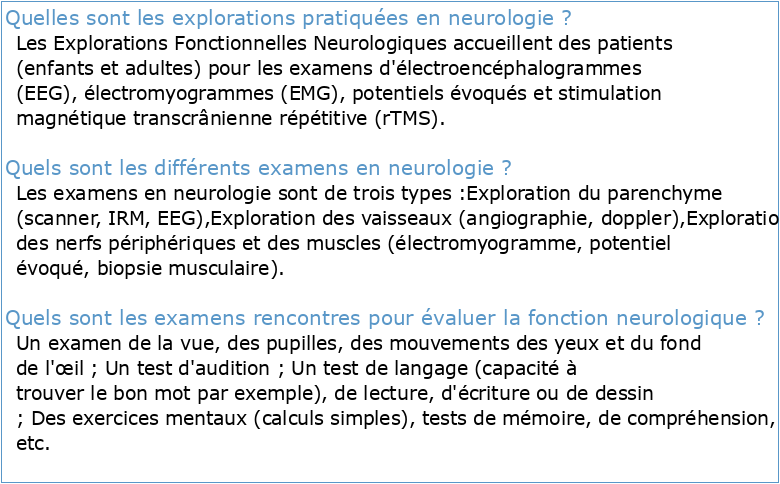 Exploration en neurologie