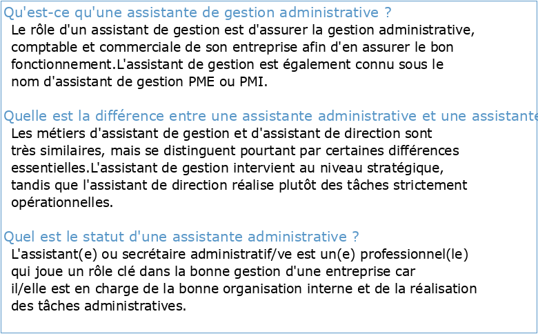 Assistant ou assistante de gestion administrative