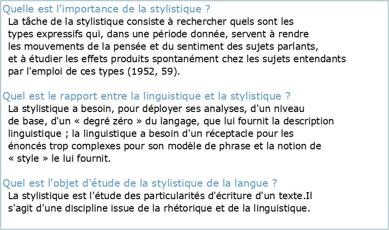 La place de la stylistique dans la linguistique française contemporaine