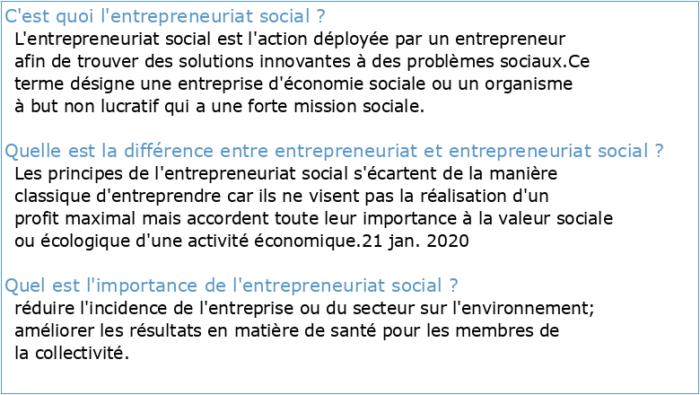 Définition de l'entrepreneuriat social et des entreprises