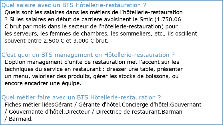 Référentiel BTS Management en hôtellerie restauration École des