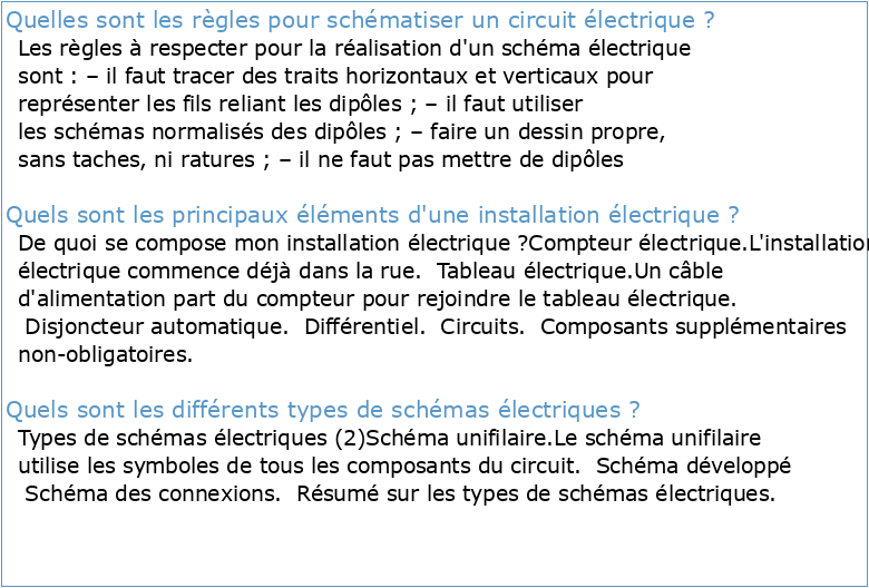 Principales règles de schéma électrique et de câblage