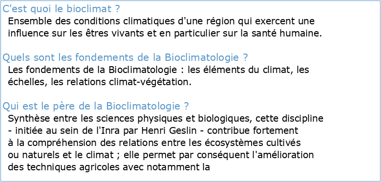 Bioclimatologie