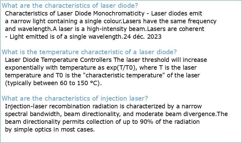  An Overview of Laser Diode Characteristics