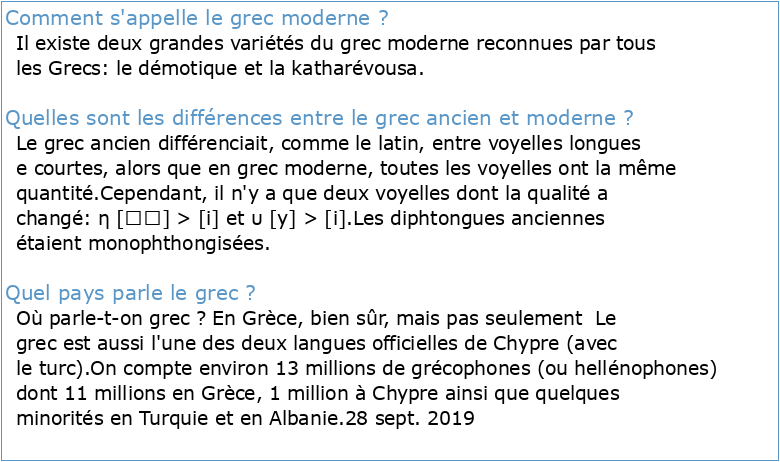 Autour de la langue grecque moderne