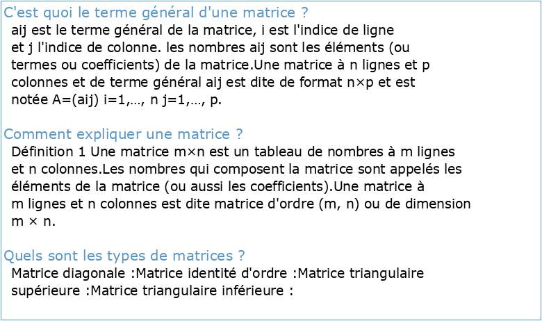 1 Généralités sur les matrices