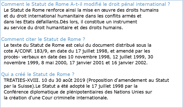 1 Statut de Rome de la Cour pénale internationale
