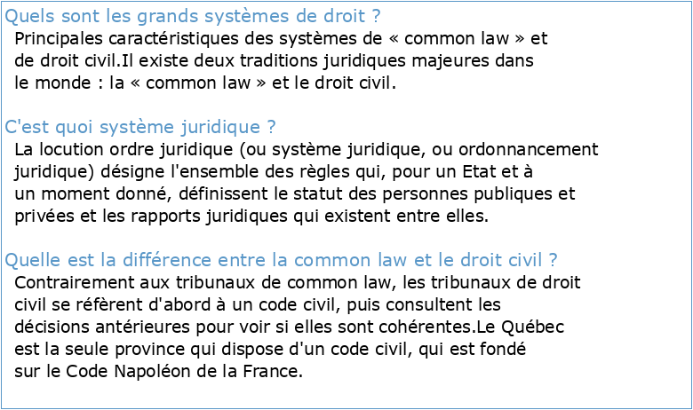 DRC 4709 TITRE DU COURS : Les grands systèmes de droit
