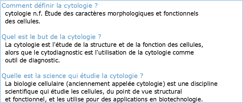 Cours : CYTOLOGIE