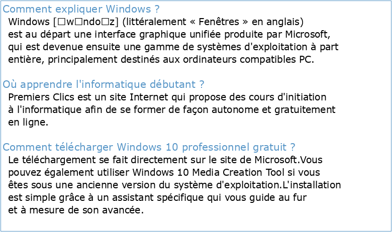 WINDOWS 10 INITIATION 1 ==> COURS 00