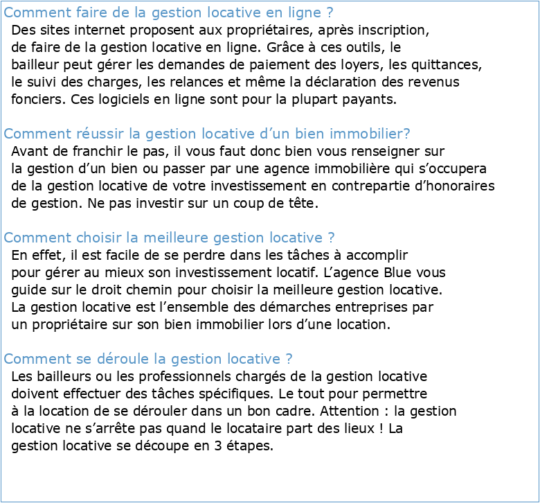 RÉUSSIR SA GESTION LOCATIVE GUIDE COMPLET