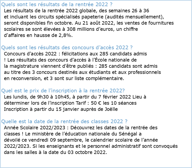 RENTREE 2022-2023 RESULTATS CONCOURS LICENCE