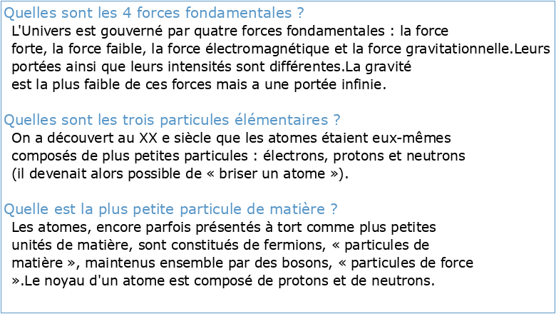 Particules élémentaires et interactions fondamentales