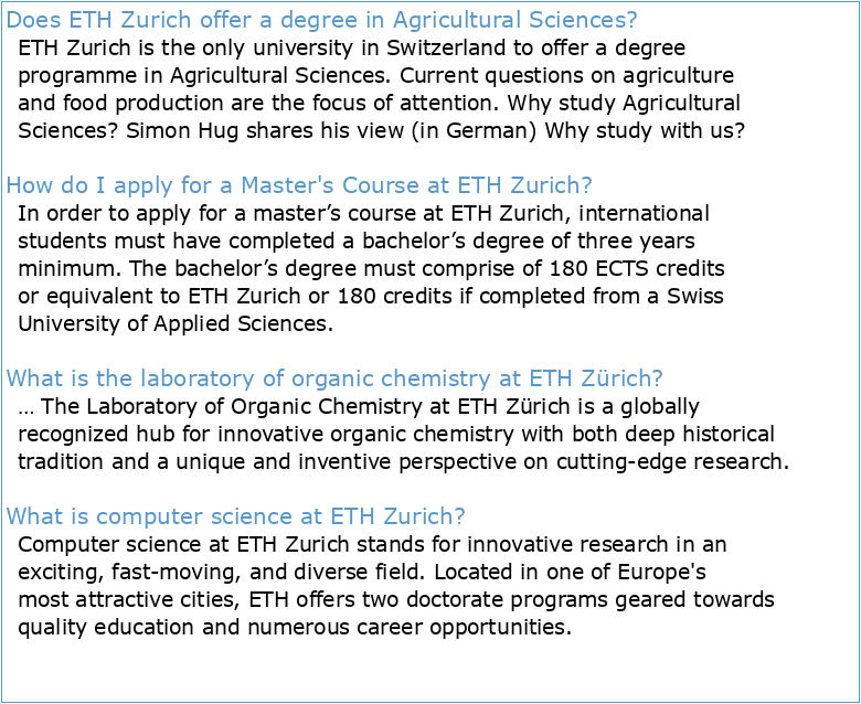 Agricultural Sciences at ETH Zurich