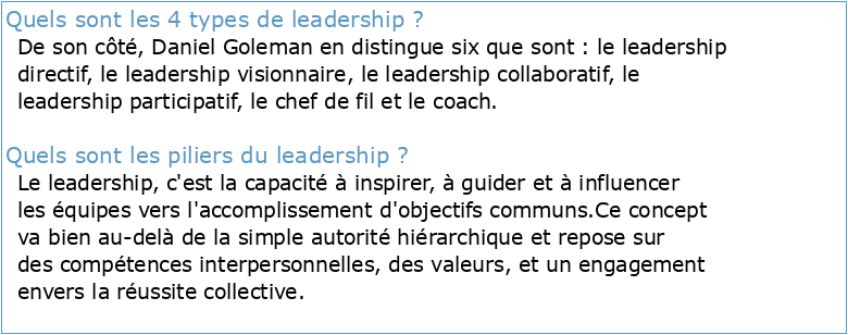 Les secrets du leadership